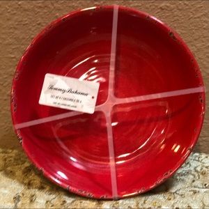 NWT Tommy Bahama Melamine Red Crackle Pasta Bowls